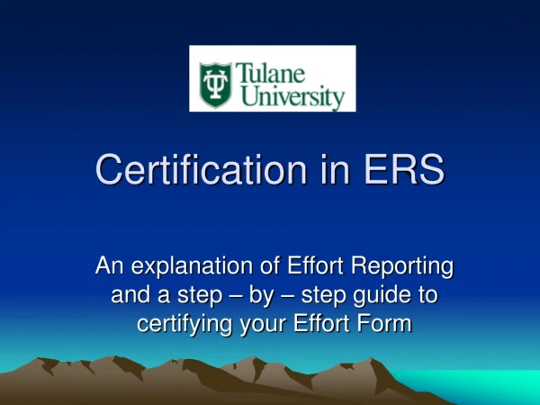 Certification in ERS
