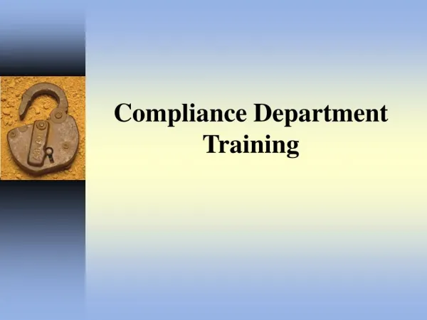 Compliance and Other Training