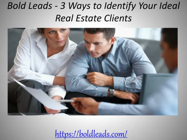 Bold Leads - 3 Ways to Identify Your Ideal Real Estate Clients