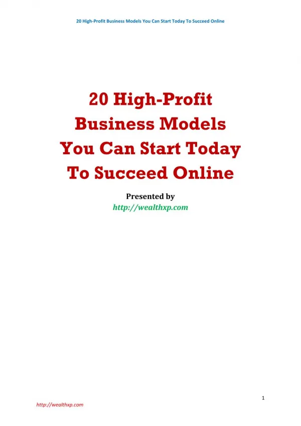 20 High-Profit Business Models You Can Start Today To Succeed Online