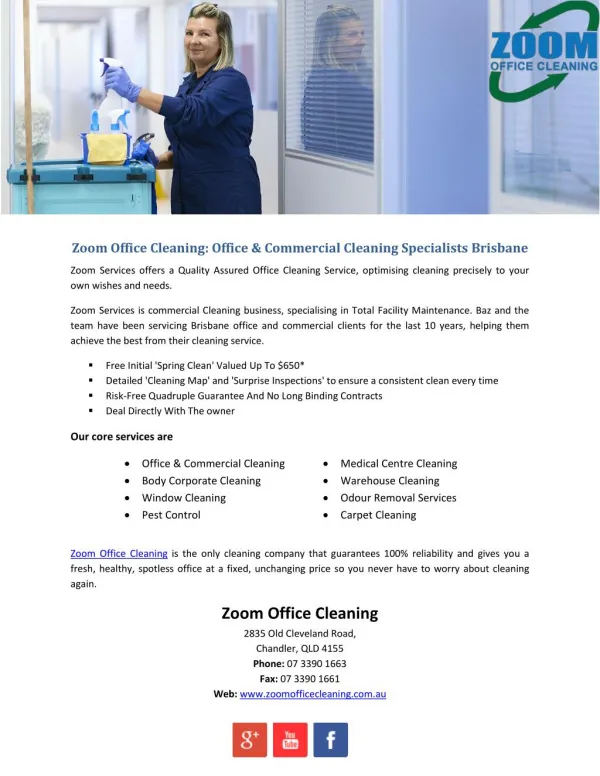 Zoom Office Cleaning: Office & Commercial Cleaning Specialists Brisbane