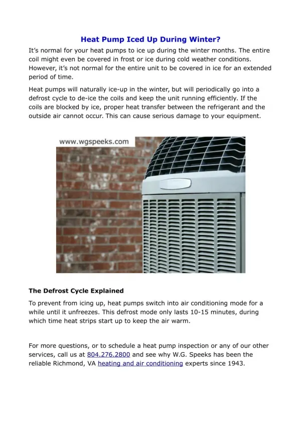 Heat Pump Iced Up During Winter?