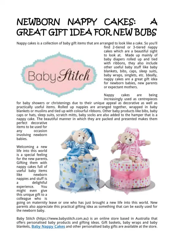 Newborn Nappy Cakes: A Great Gift Idea for New Bubs
