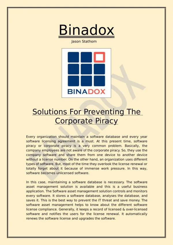 Solutions For Preventing The Corporate Piracy