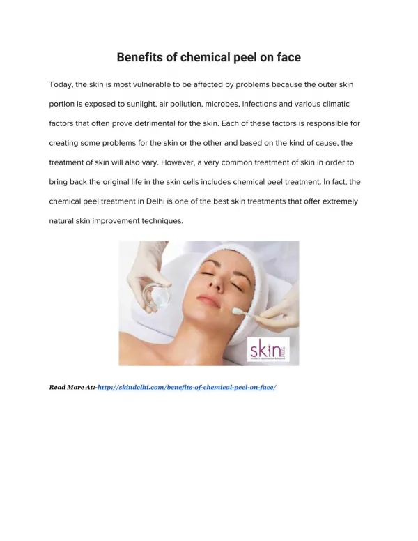 Benefits of chemical peel on face