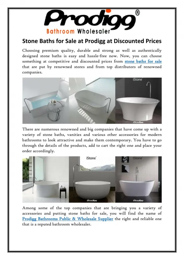 Stone Baths for Sale at Prodigg at Discounted Prices