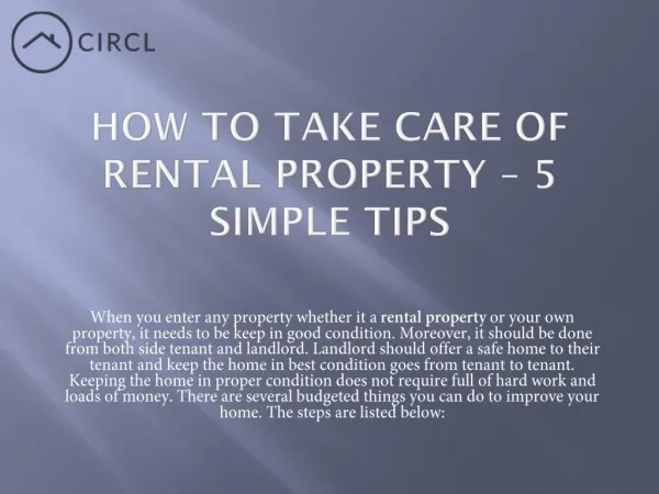How to Take care of rental property – 5 Simple Tips