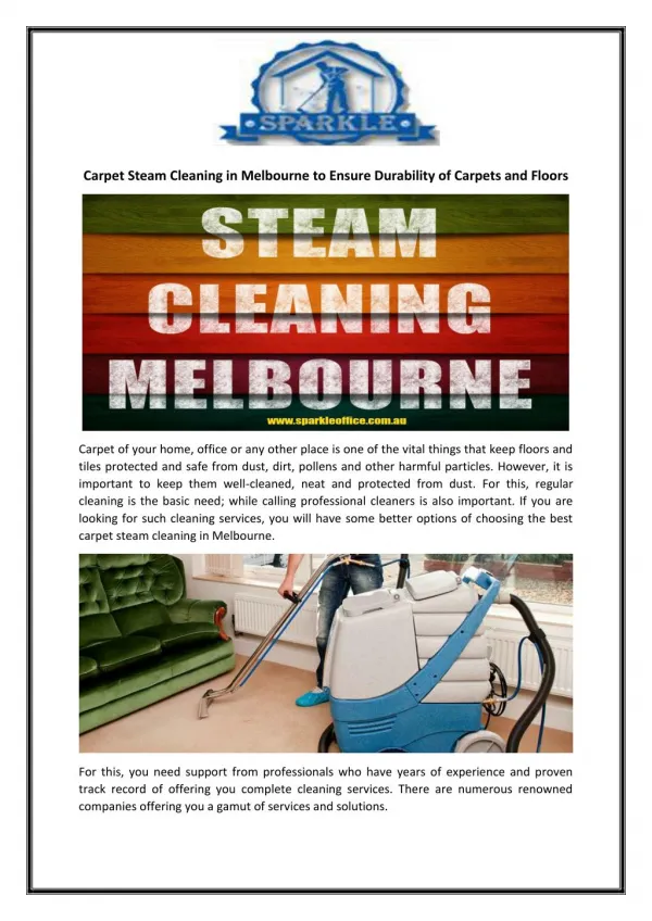 Carpet Steam Cleaning in Melbourne to Ensure Durability of Carpets and Floors