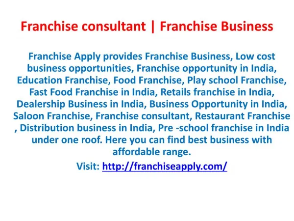 Low cost business opportunities | Franchise consultant