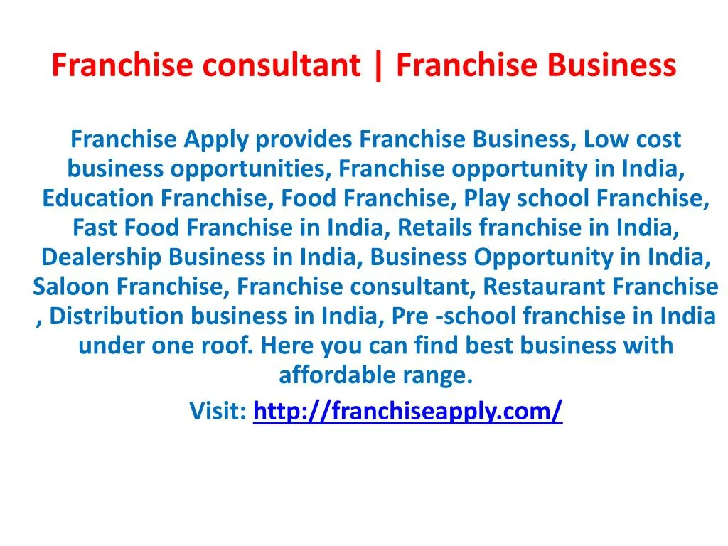 franchise consultant franchise business