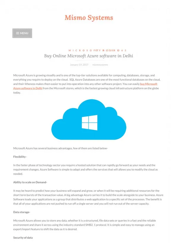 Buy Online Microsoft Azure software in Delhi