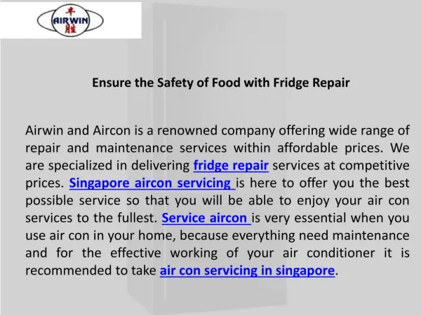 Ensure the safety of food with fridge repair - Airwin Aircon