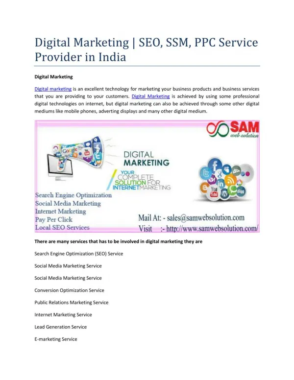 Digital Marketing | SEO, SSM, PPC Service Provider in India