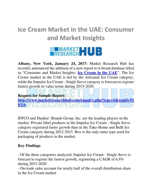 Ice Cream Market in the UAE: Consumer and Market Insights