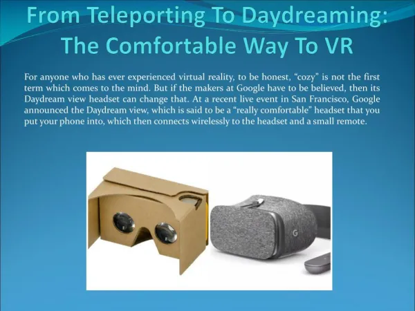 From Teleporting To Daydreaming: The Comfortable Way To VR