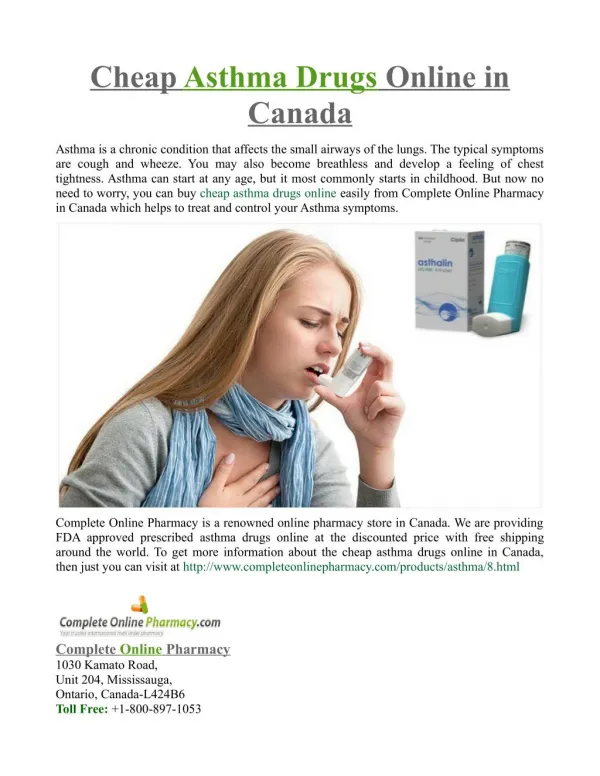 Cheap Asthma Drugs Online in Canada