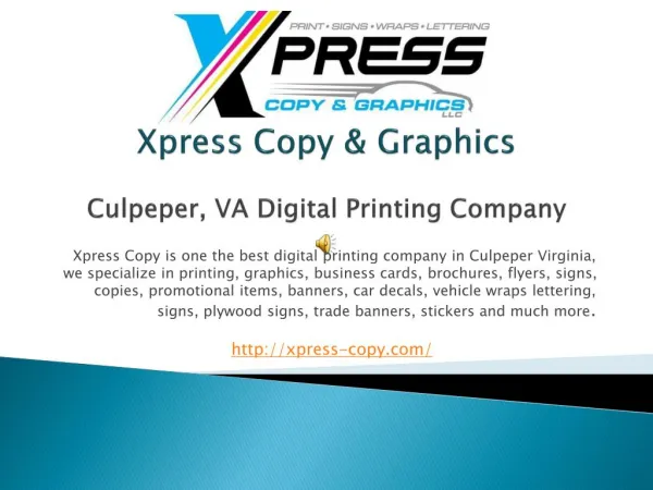 Xpress Copy & Graphics Northern Virginia Printing Company