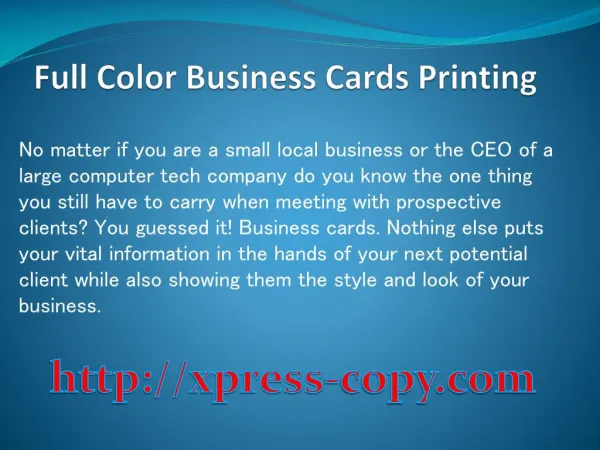 Full Color Business Card Printing Northern Virginia
