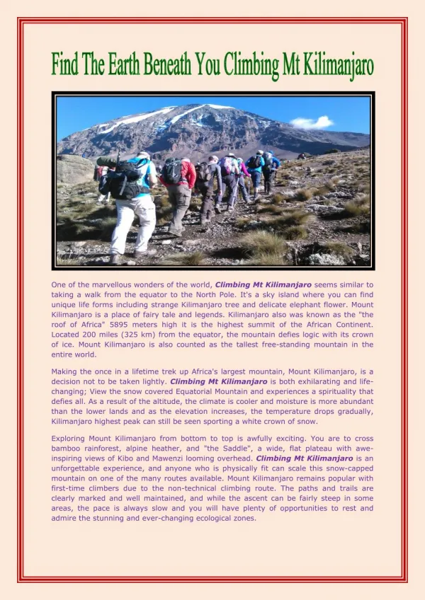 Find The Earth Beneath You Climbing Mt Kilimanjaro