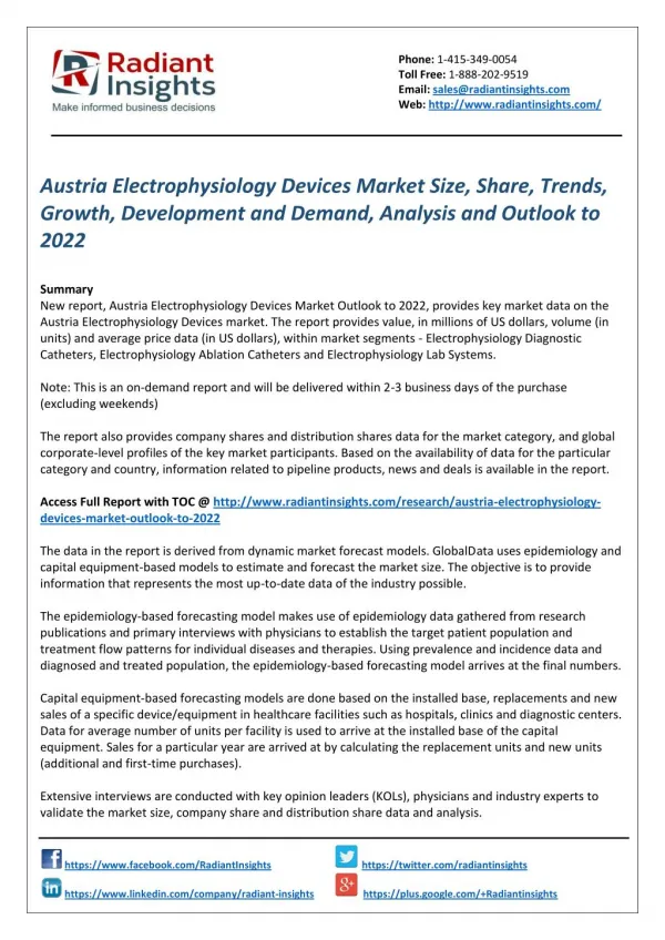 Austria Electrophysiology Devices Market Share, Analysis and Outlook to 2022