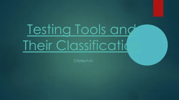 Testing Tools and Their Classification