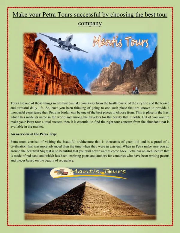 Make your Petra Tours successful by choosing the best tour company