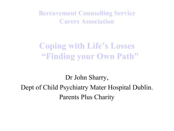 Bereavement Counselling Service Carers Association