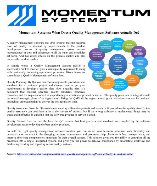 Momentum Systems: What Does a Quality Management Software Actually Do?