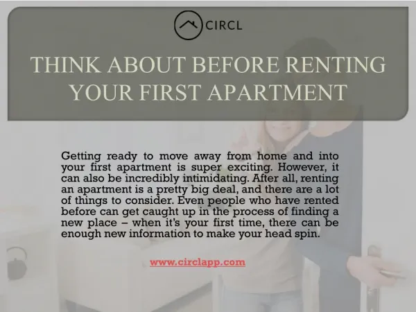 THINK ABOUT BEFORE RENTING YOUR FIRST APARTMENT | CIRCL