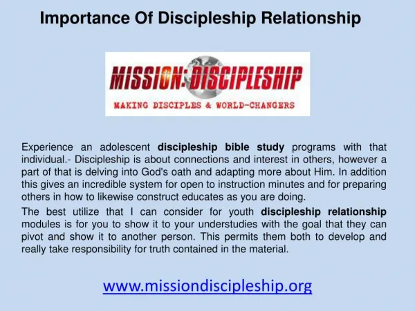 Importance of discipleship relationship