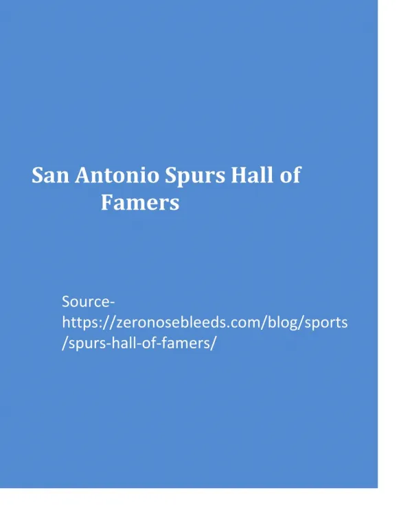 San Antonio Spurs Hall of Famers