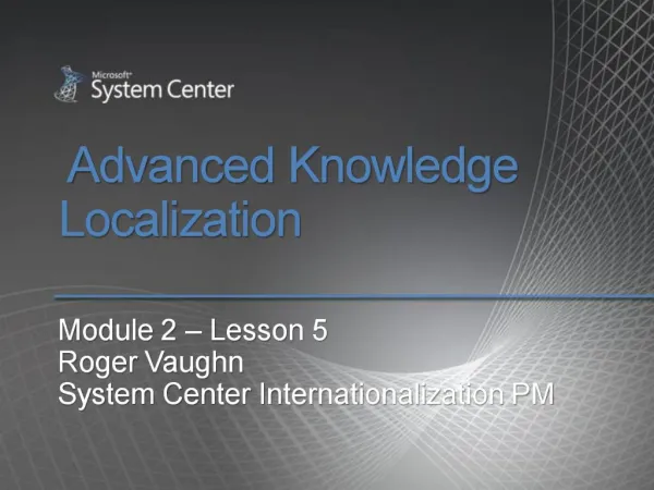 Advanced Knowledge Localization