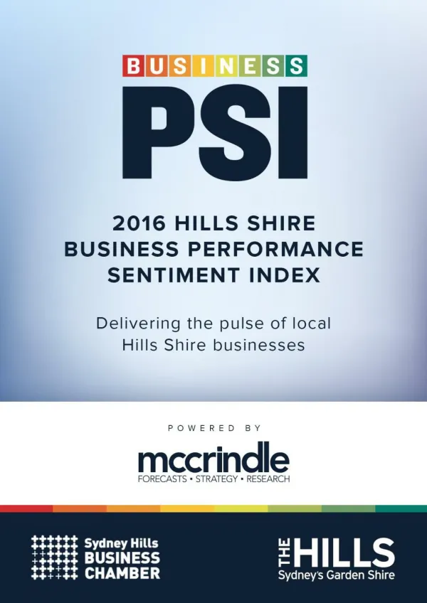 Hills Business PSI (Performance Sentiment Index) McCrindle 2016