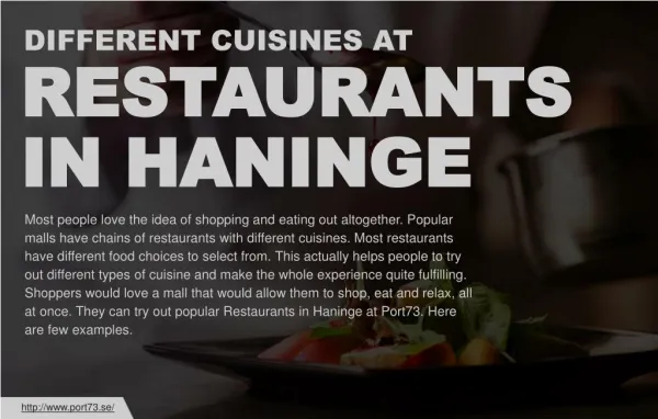 World class cuisines to try at Port 73 Haninge