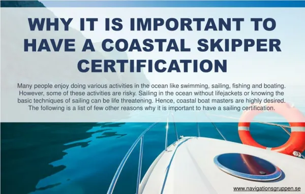 Reasons why coastal skipper certification is beneficial