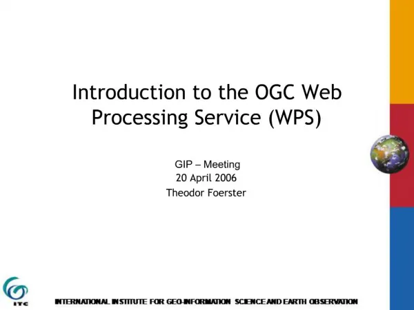Introduction to the OGC Web Processing Service WPS