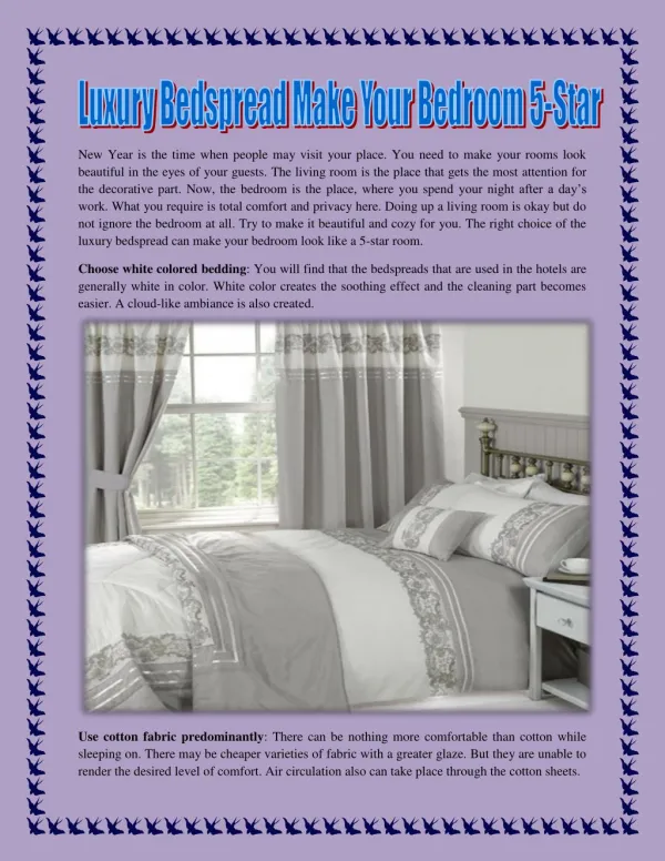 Luxury Bedspread Make Your Bedroom 5-Star