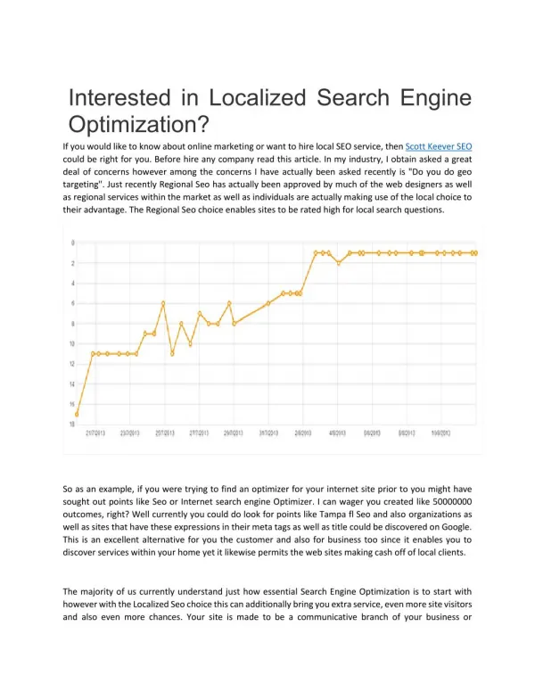 Interested in Localized Search Engine Optimization?