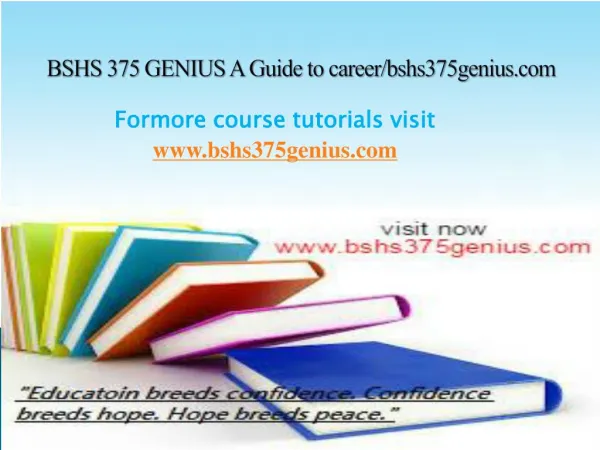 BSHS 375 GENIUS A Guide to career/bshs375genius.com