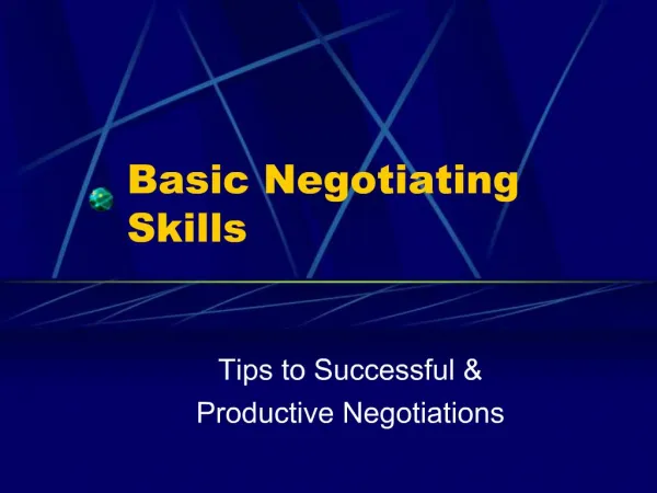 Basic Negotiating Skills