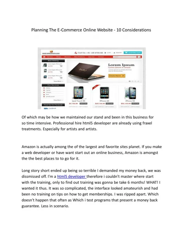Planning The E-Commerce Online Website - 10 Considerations