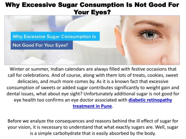 Why Excessive Sugar Consumption Is Not Good For Your Eyes ?
