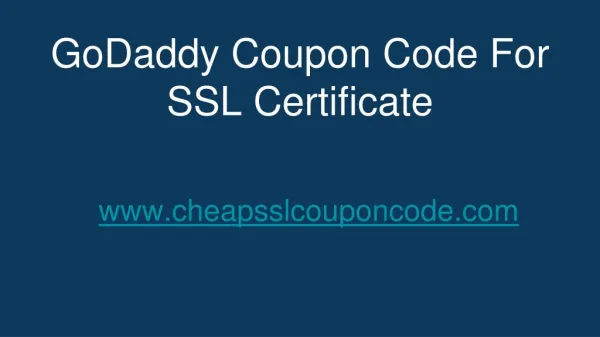 GoDaddy Coupon Code For SSL Certificates
