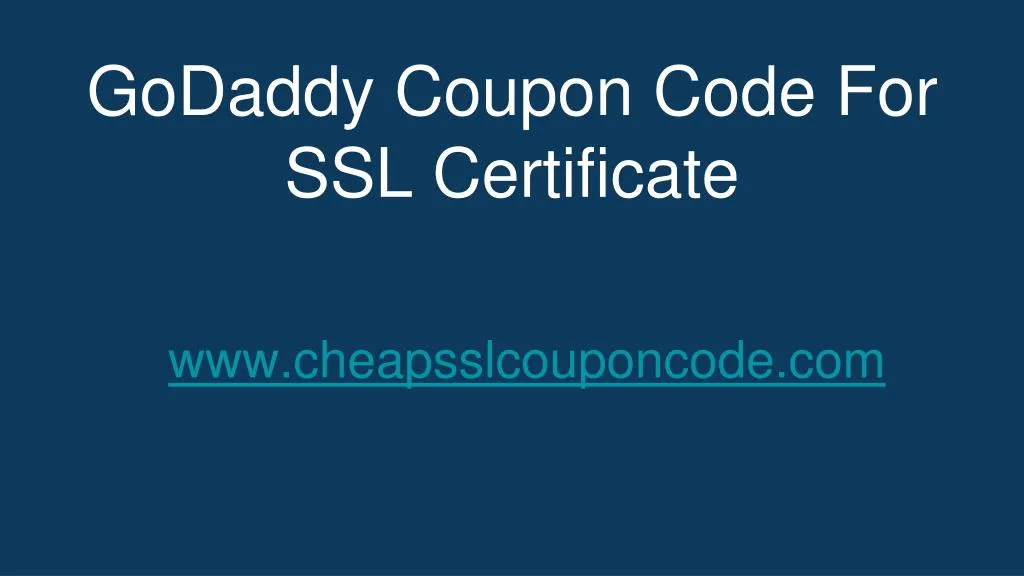 godaddy coupon code for ssl certificate