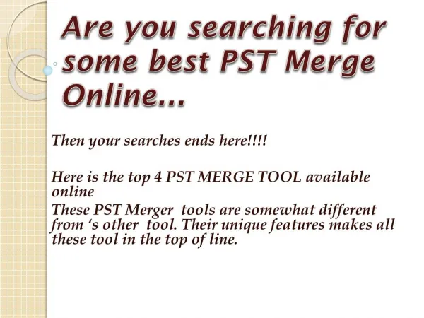 Best PST MERGE TOOL AVAILABLE ONLINE
