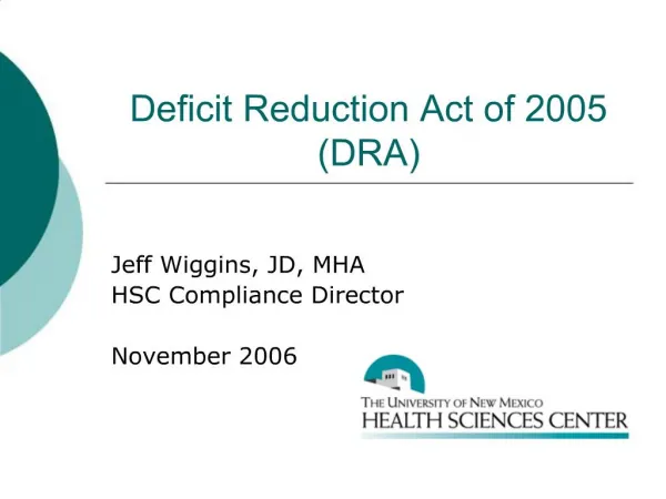 Deficit Reduction Act of 2005 DRA