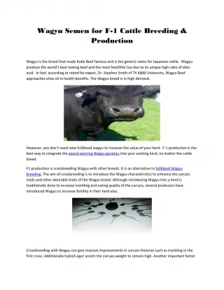 Wagyu Semen for F-1 Cattle Breeding & Production - slide 1