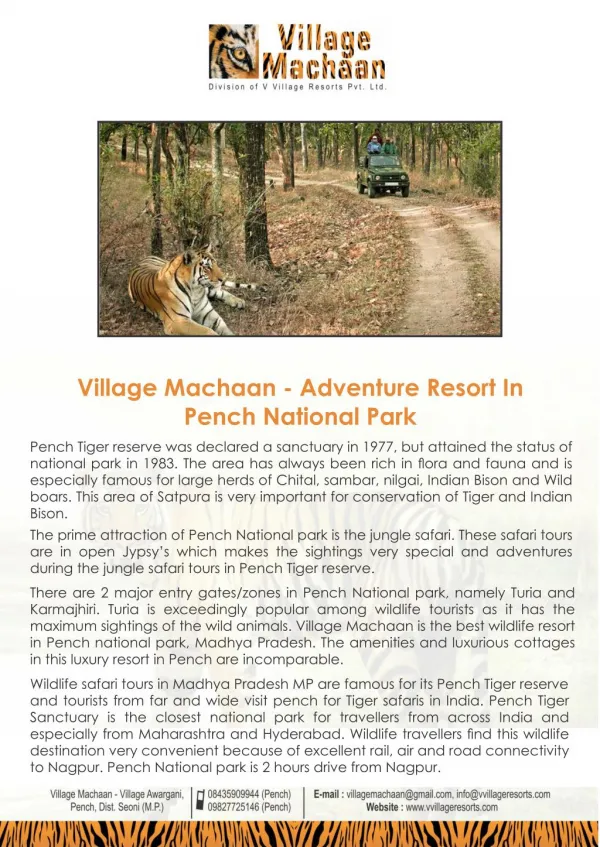 Adventure Resort in Pench National Park | Wildlife Resort In Pench | Hotels In Pench | Resort In Turia Gate Pench | Reso