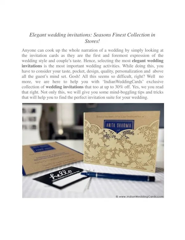 Elegant wedding invitations: Seasons Finest Collection in Stores!