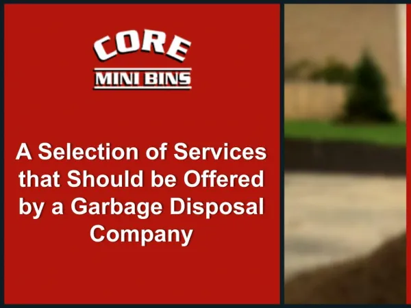 Garbage Disposal Company